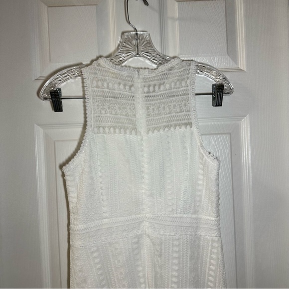 Miami White Lace Scoop Neck Sleevless Ruffle Hem Midi Dress Small - Picture 10 of 11